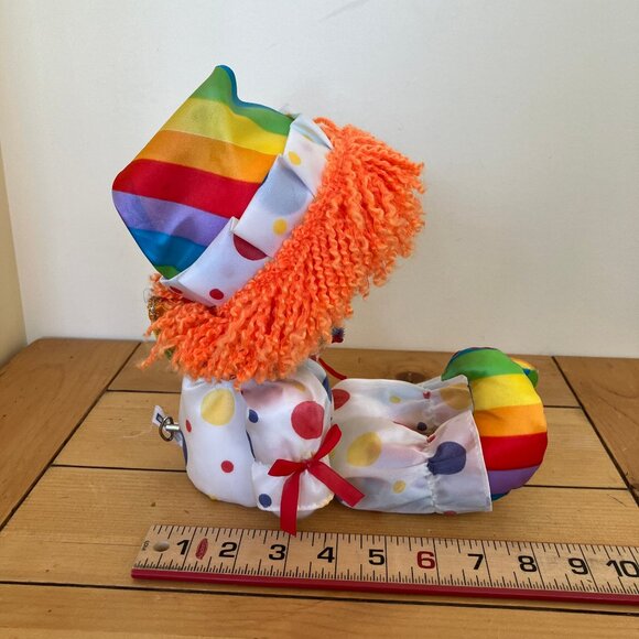 Dolmax Polka Dot Happy Clown Doll Shelf Sitter Vintage 70s Toy Rainbow 14" Tall - Picture 6 of 9